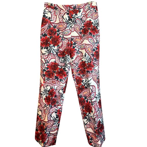 Badgley Mischka Sz 12 Wide Leg Floral Paisley Print Stretch Crepe PantsNWT
